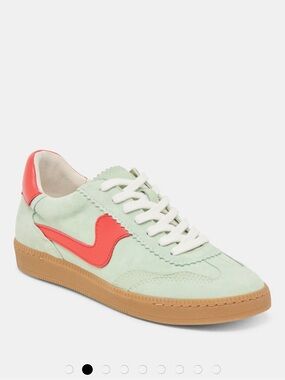 Dolce Vita Color Block Pear Suede Leather Mint Green and Coral Low-Top Sneakers
